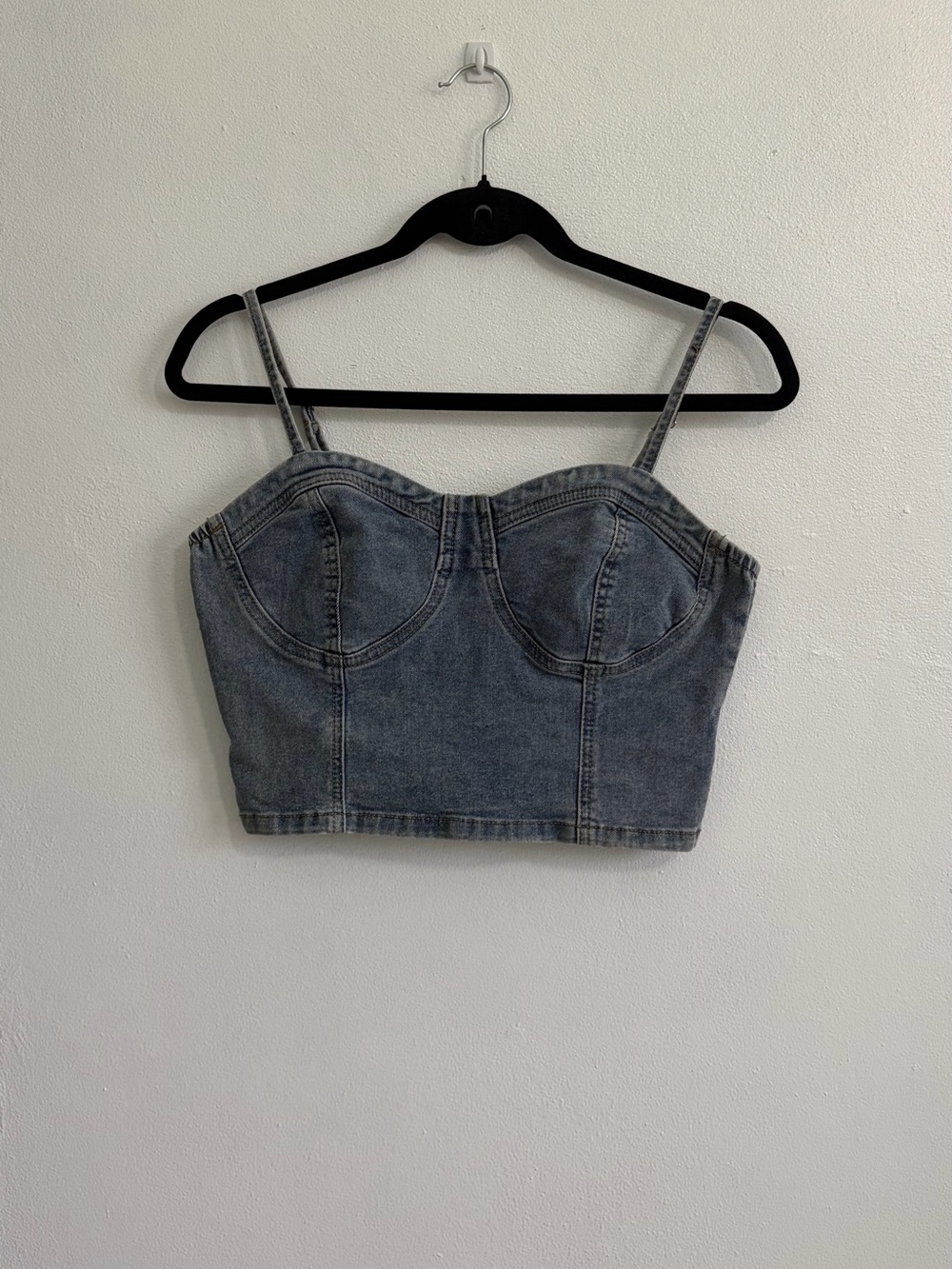 Charlotte Russe Washed Blue Denim Bustier Crop Top